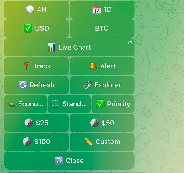A token card with the amount presets below the market block, opening the buy prompt.
